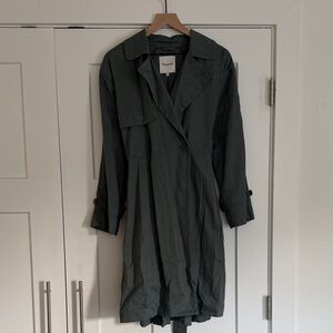 Madewell Linen/Cotton Dark Green Trench Coat